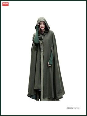 Women's Gothic Hooded Cloak Full Length Lace-Up Cape Harajuku Winter Coat